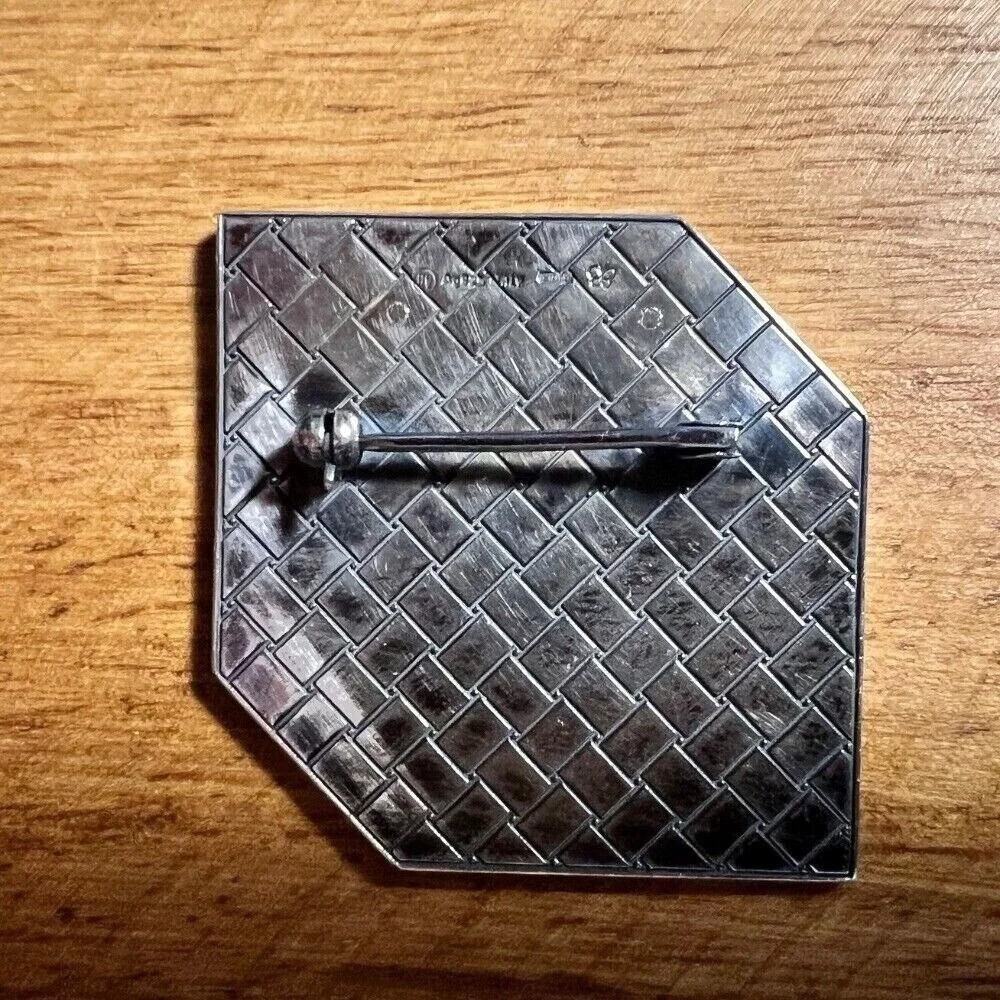 Bottega Veneta Sterling Silver Collana Argento Oro Giallo Brooch‎ Box & Papers